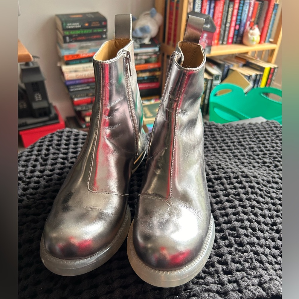 John Fluevog Etta Silver Boots W8